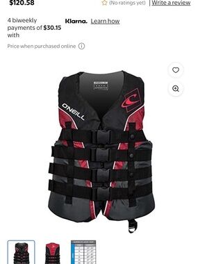 O'Neill Black, Red & Gray Superlite USCG Life Vest